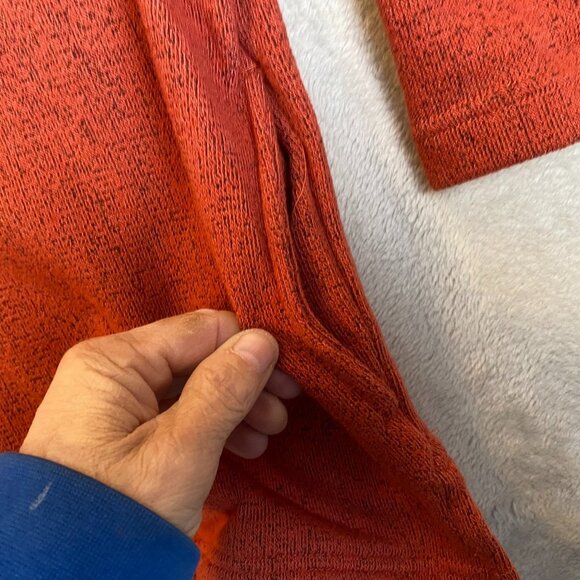 Orvis Womans Henley Sweater Large Red Heathered Long-Sleeve Pullover Cozy Lounge - Picture 6 of 9